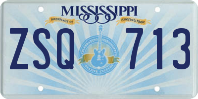 MS license plate ZSQ713