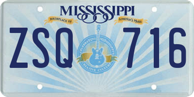 MS license plate ZSQ716