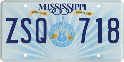 MS license plate ZSQ718