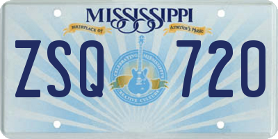 MS license plate ZSQ720