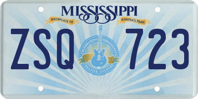 MS license plate ZSQ723