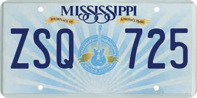 MS license plate ZSQ725