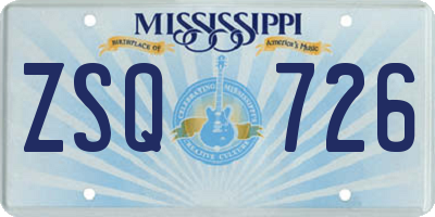 MS license plate ZSQ726