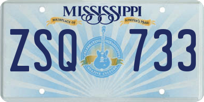 MS license plate ZSQ733