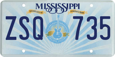 MS license plate ZSQ735