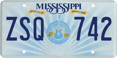 MS license plate ZSQ742