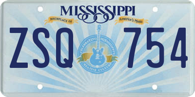 MS license plate ZSQ754