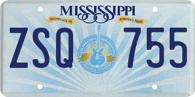 MS license plate ZSQ755