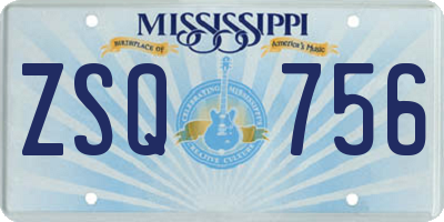 MS license plate ZSQ756