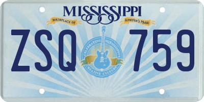 MS license plate ZSQ759