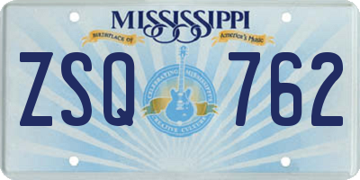 MS license plate ZSQ762