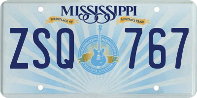 MS license plate ZSQ767