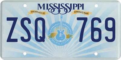 MS license plate ZSQ769