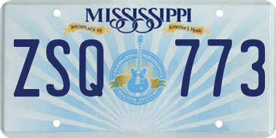 MS license plate ZSQ773