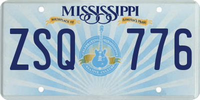MS license plate ZSQ776