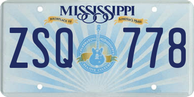 MS license plate ZSQ778