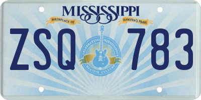 MS license plate ZSQ783