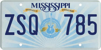 MS license plate ZSQ785
