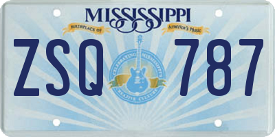 MS license plate ZSQ787