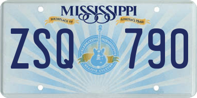 MS license plate ZSQ790