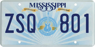 MS license plate ZSQ801