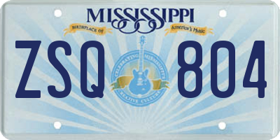 MS license plate ZSQ804
