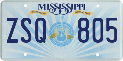 MS license plate ZSQ805