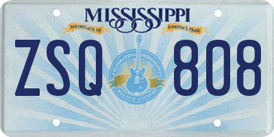 MS license plate ZSQ808