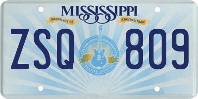 MS license plate ZSQ809