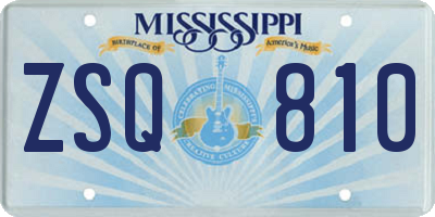 MS license plate ZSQ810