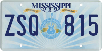 MS license plate ZSQ815