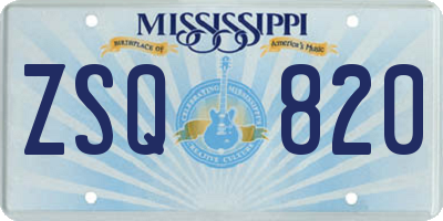 MS license plate ZSQ820