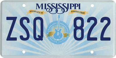 MS license plate ZSQ822