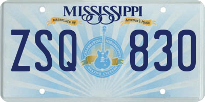 MS license plate ZSQ830