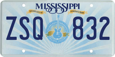 MS license plate ZSQ832