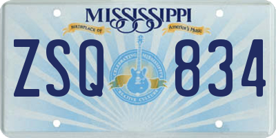 MS license plate ZSQ834