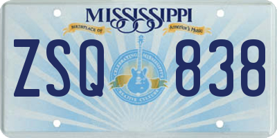 MS license plate ZSQ838