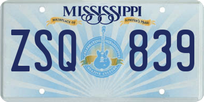 MS license plate ZSQ839
