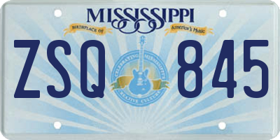 MS license plate ZSQ845