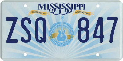 MS license plate ZSQ847