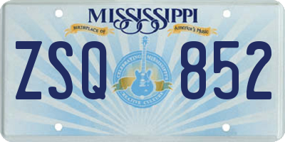 MS license plate ZSQ852