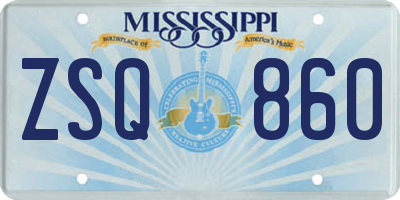 MS license plate ZSQ860