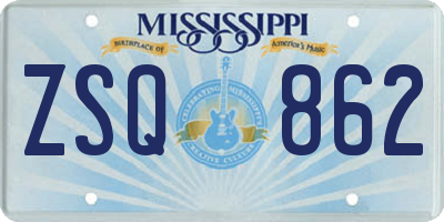 MS license plate ZSQ862