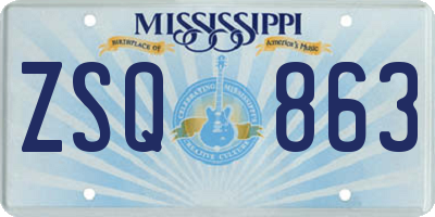 MS license plate ZSQ863