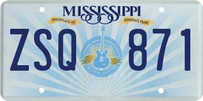 MS license plate ZSQ871