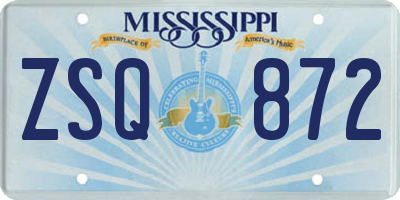 MS license plate ZSQ872