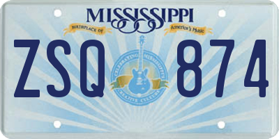 MS license plate ZSQ874