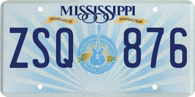 MS license plate ZSQ876