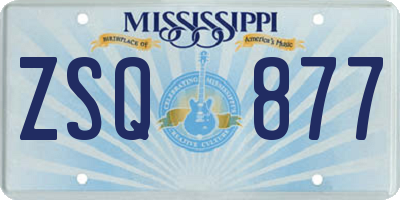 MS license plate ZSQ877