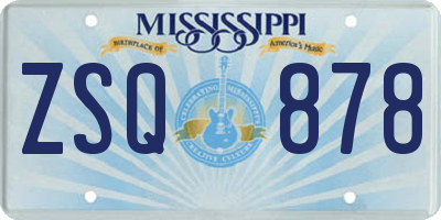 MS license plate ZSQ878
